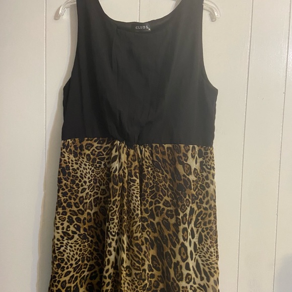 Club L sleeveless black cheetah print womens plus dress 1x scoop neck Black 18 - Picture 4 of 10